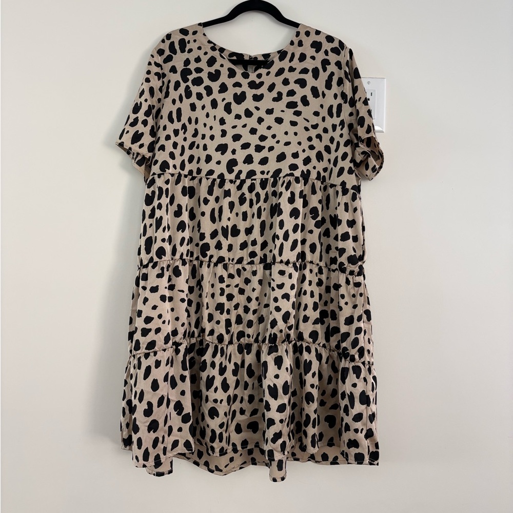 Lola May Black and Tan Animal Print Dress